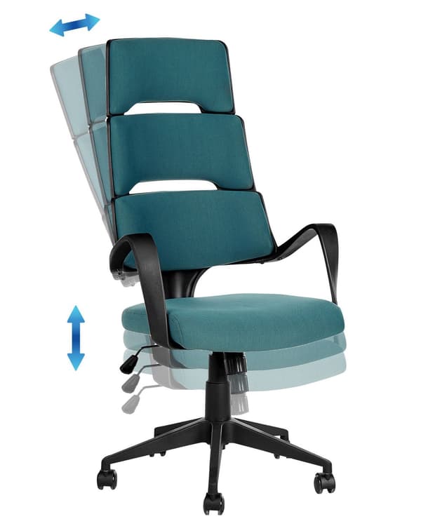 Kontorstol Blågrønn Stoff Svingbar Justerbar Ergonomisk Arbeidsstol Hjemmekontor Trendy design