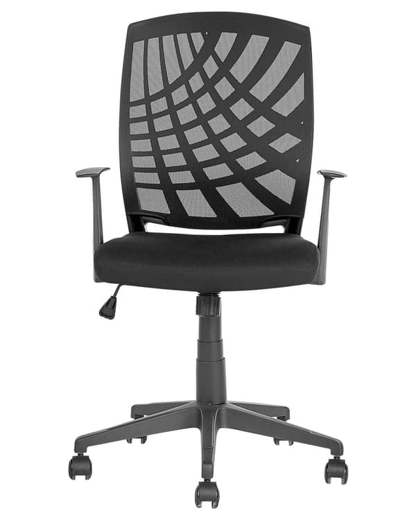 Kontorstol Svart Polyester Svingbar Skrivebord PC Justerbar Høyde