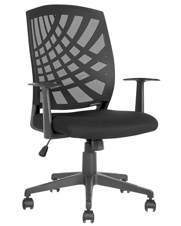 Kontorstol Svart Polyester Svingbar Skrivebord PC Justerbar Høyde