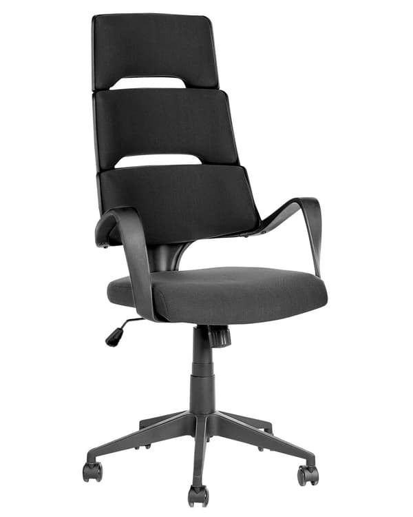 Kontorsstol Svart Tyg Snurrbar Skrivbord Datorstol Justerbar Sits Lutande Ryggstöd Gamingstol