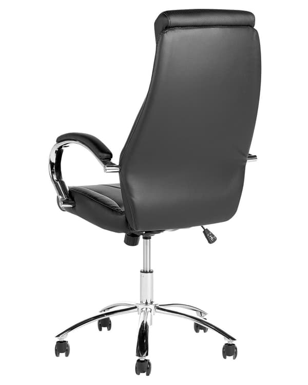 Työtuoli musta keinonahka 63 x 115-125 x 72 cm polyesteri muovi säädettävä pyörät kääntyvä