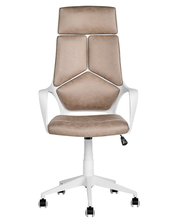 Työtuoli hiekanruskea valkoinen kangasverhoilu korkeussäädettävä pyörillä ergonominen moderni