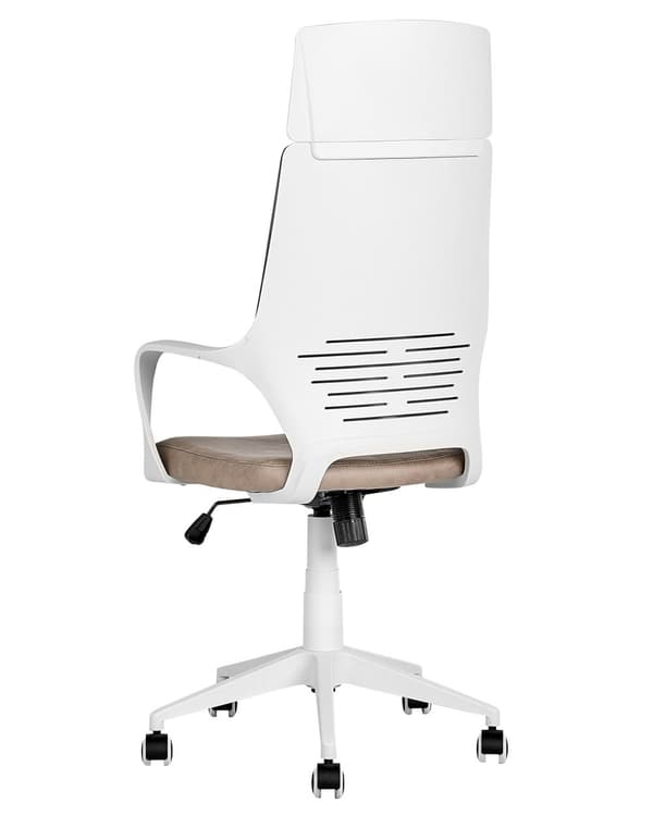 Työtuoli hiekanruskea valkoinen kangasverhoilu korkeussäädettävä pyörillä ergonominen moderni