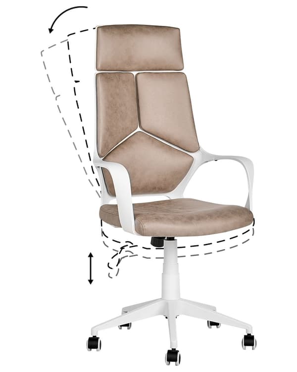 Työtuoli hiekanruskea valkoinen kangasverhoilu korkeussäädettävä pyörillä ergonominen moderni
