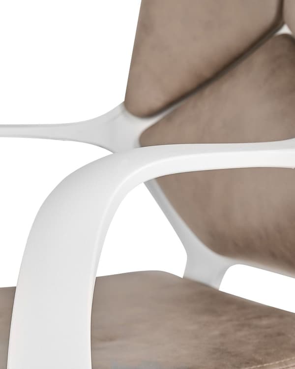 Työtuoli hiekanruskea valkoinen kangasverhoilu korkeussäädettävä pyörillä ergonominen moderni