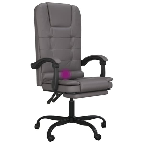 vidaXL Kontorsstol med massage grå konstläder