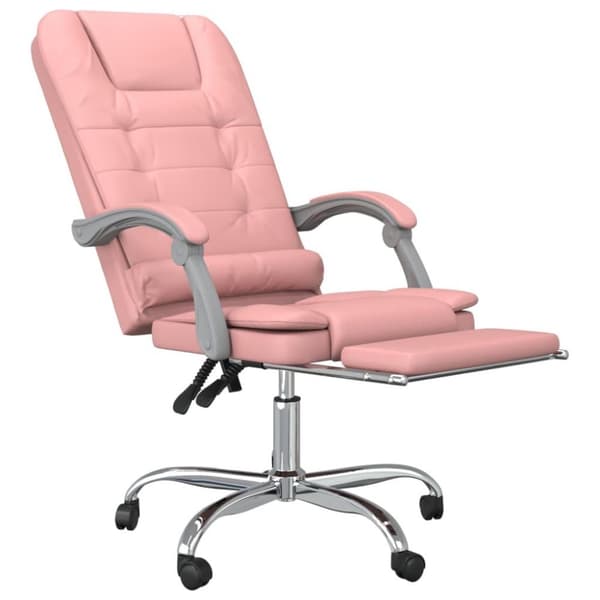 vidaXL Kontorsstol med massage rosa konstläder