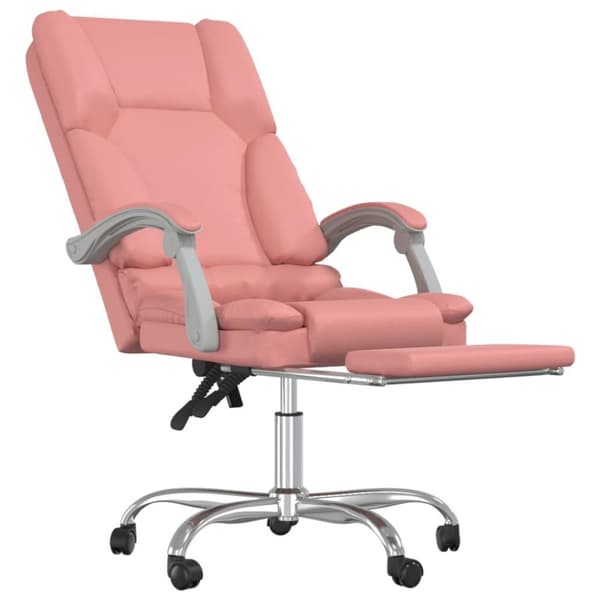 vidaXL Kontorsstol med massage rosa konstläder