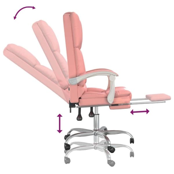 vidaXL Kontorsstol med massage rosa konstläder
