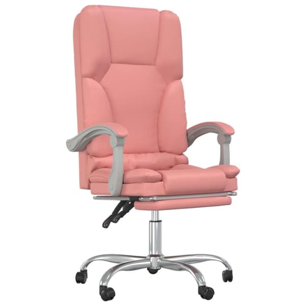 vidaXL Kontorsstol med massage rosa konstläder