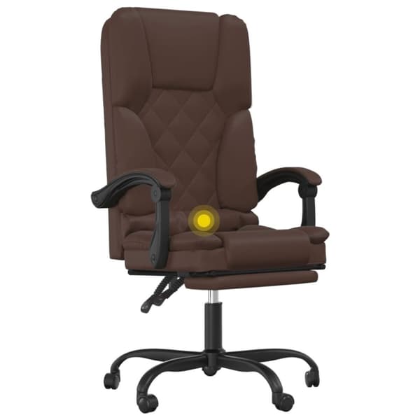 vidaXL Kontorsstol med massage brun konstläder