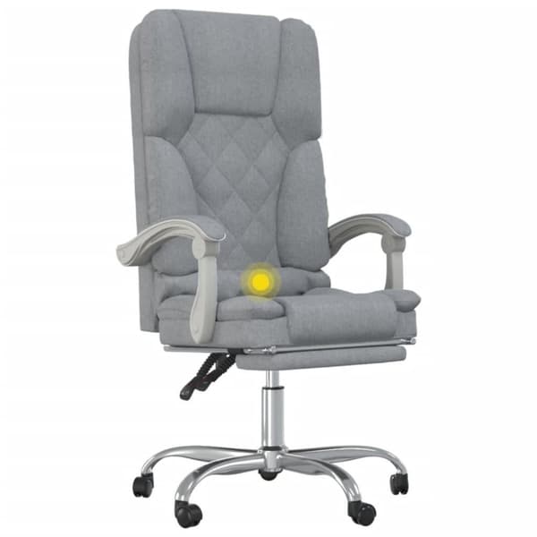vidaXL Kontorsstol med massage ljusgrå tyg