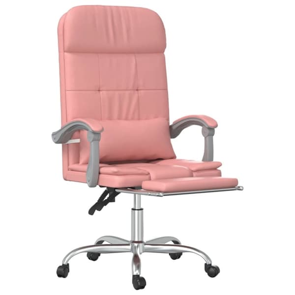 vidaXL Kontorsstol med massage rosa konstläder