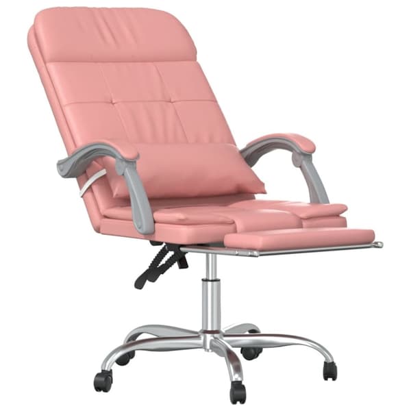 vidaXL Kontorsstol med massage rosa konstläder
