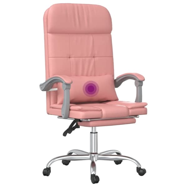 vidaXL Kontorsstol med massage rosa konstläder