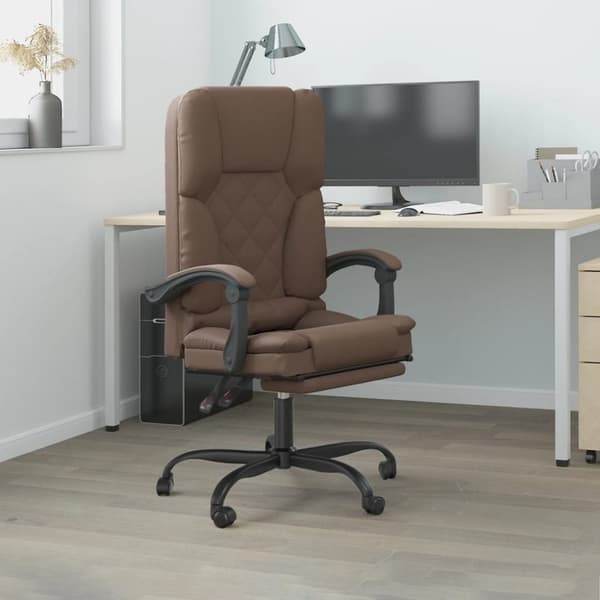 vidaXL kontorstol med massagefunktion kunstlæder brun