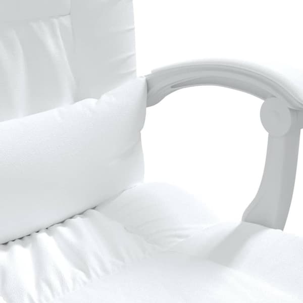 vidaXL Kontorsstol med massage vit konstläder