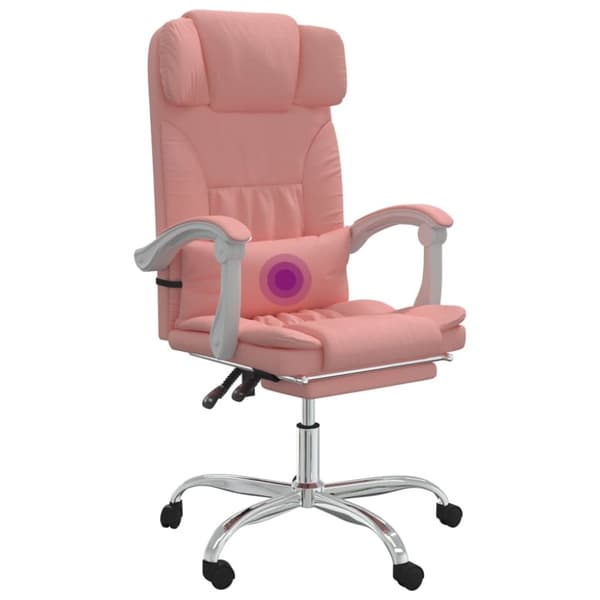 vidaXL Kontorsstol med massage rosa konstläder