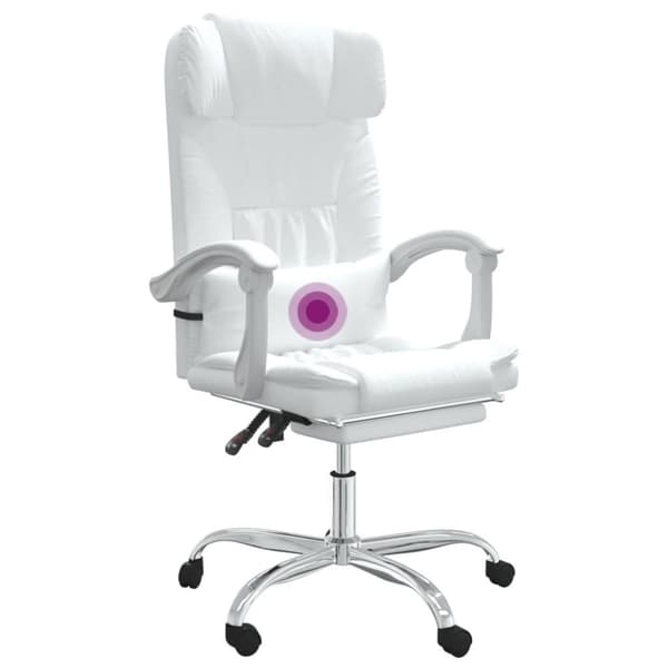 vidaXL kontorstol med massagefunktion kunstlæder hvid