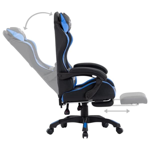 vidaXL Gamingstol med fotstöd blå och svart konstläder