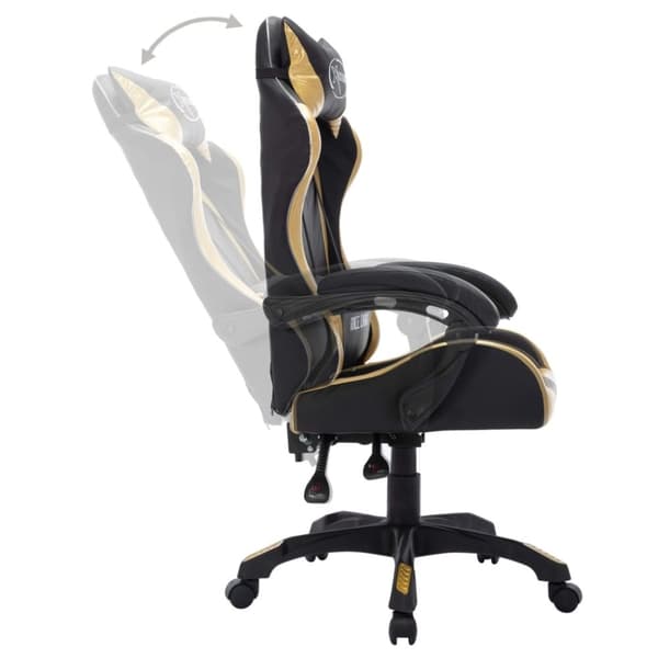vidaXL Gamingstol med RGB LED-lampor guld och svart konstläder