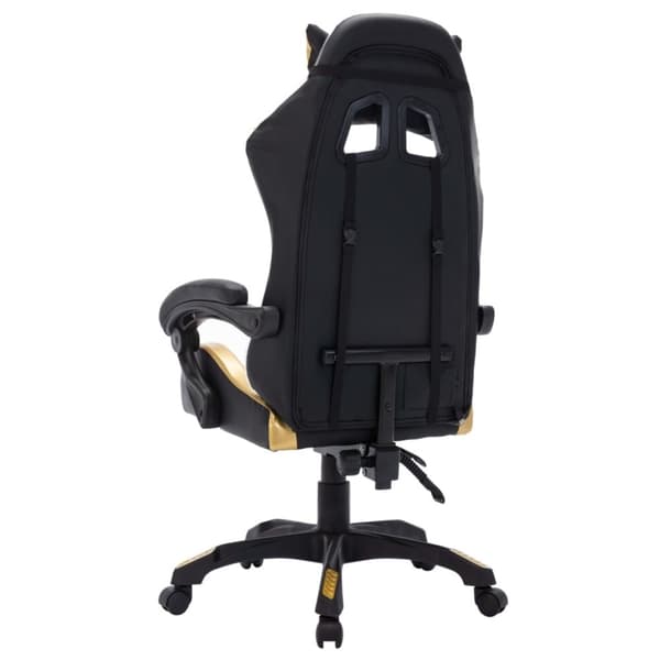 vidaXL Gamingstol med RGB LED-lampor guld och svart konstläder