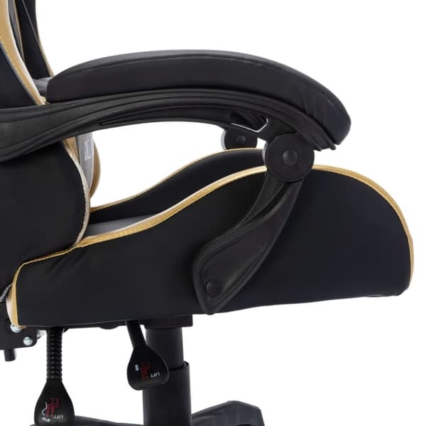 vidaXL Gamingstol med RGB LED-lampor guld och svart konstläder