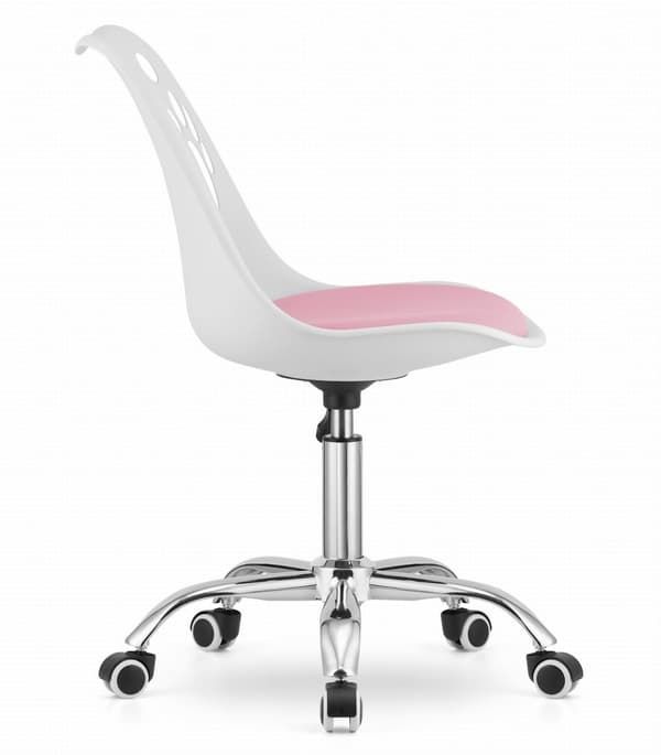 Børnekontorstol PRINT - justerbar i højden - hvid pink