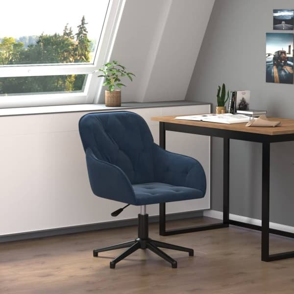 vidaXL drejelig kontorstol fløjl blå