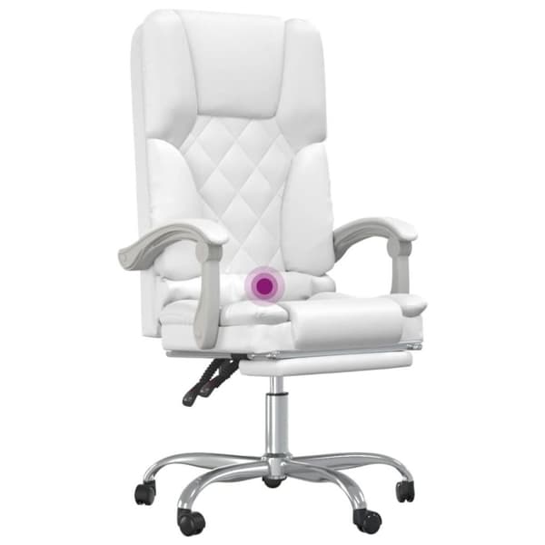 vidaXL kontorstol med massagefunktion kunstlæder hvid