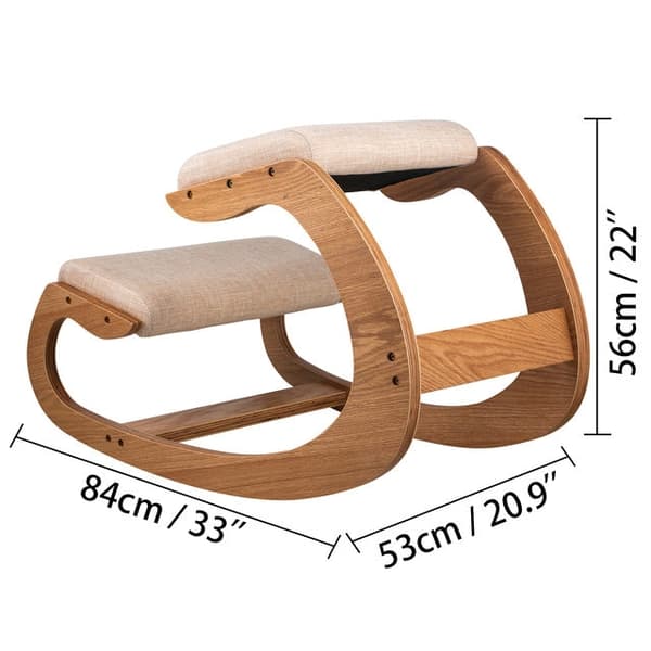 Ergonominen Polvituoli - Luonnollinen Koivupuu, 100kg Kestävyys, Ryhdin Korjaus & Kivunlievitys
