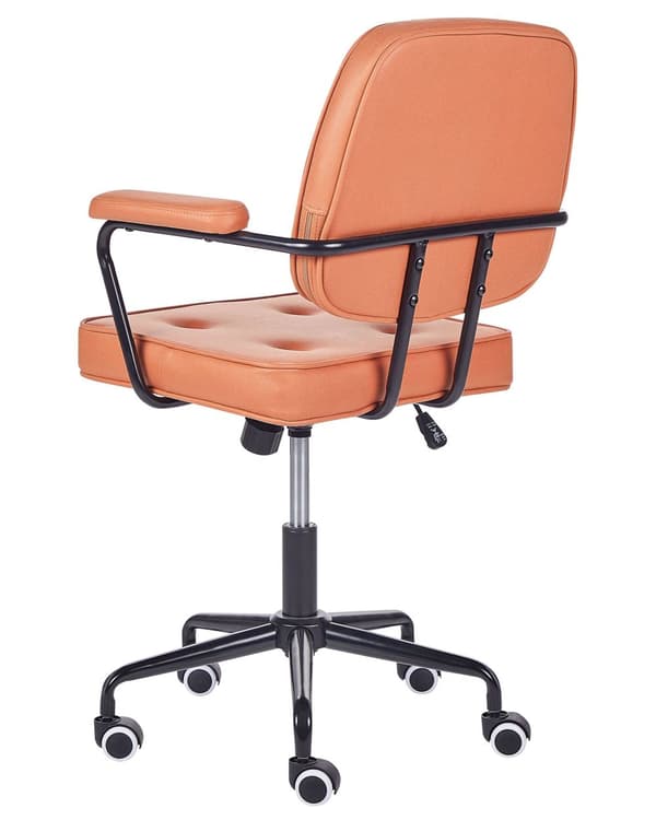 Kontorsstol Orange Konstläder Vridbar Justerbar Höjd med Armstöd Hemmakontor Traditionell Design
