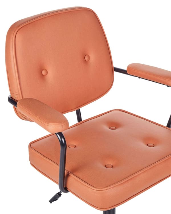 Kontorsstol Orange Konstläder Vridbar Justerbar Höjd med Armstöd Hemmakontor Traditionell Design