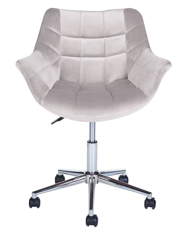 Kontorsstol Grå Sammet Justerbar Höjd Femfotskryss Elegant Design Hemmakontor
