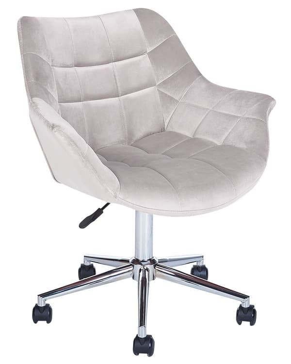 Kontorsstol Grå Sammet Justerbar Höjd Femfotskryss Elegant Design Hemmakontor