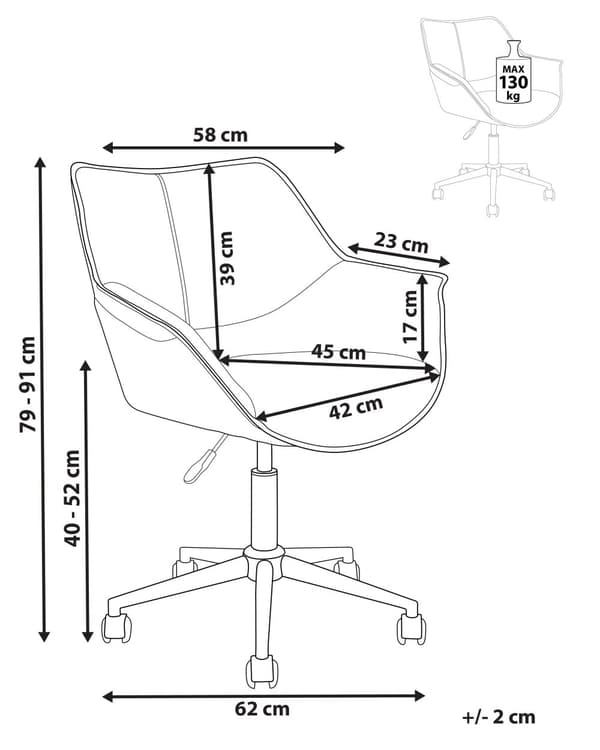 Kontorsstol Svart Konstläder Justerbar Höjd Elegant Design Hemmakontor
