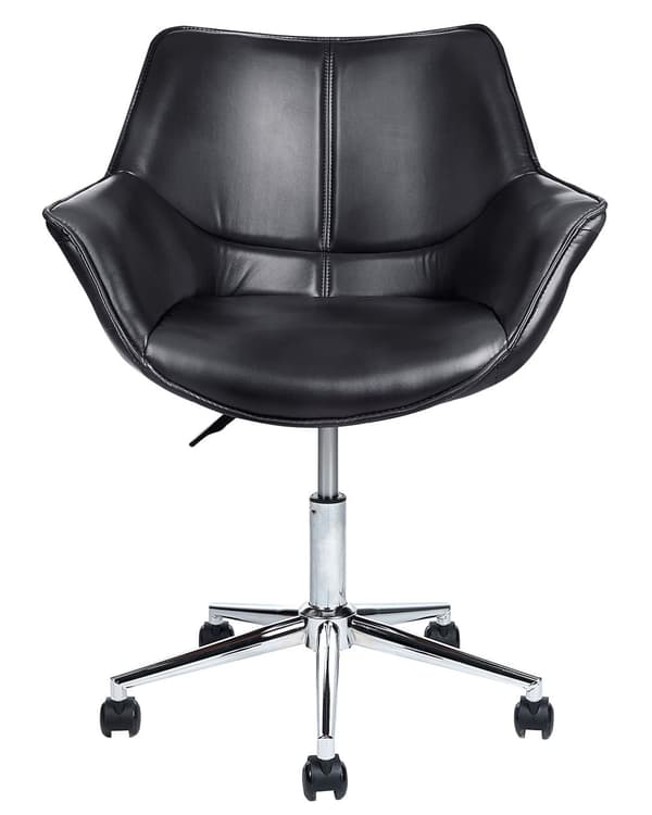 Kontorsstol Svart Konstläder Justerbar Höjd Elegant Design Hemmakontor
