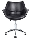 Miniatyrbild 4 av 11: Kontorsstol Svart Konstläder Justerbar Höjd Elegant Design Hemmakontor