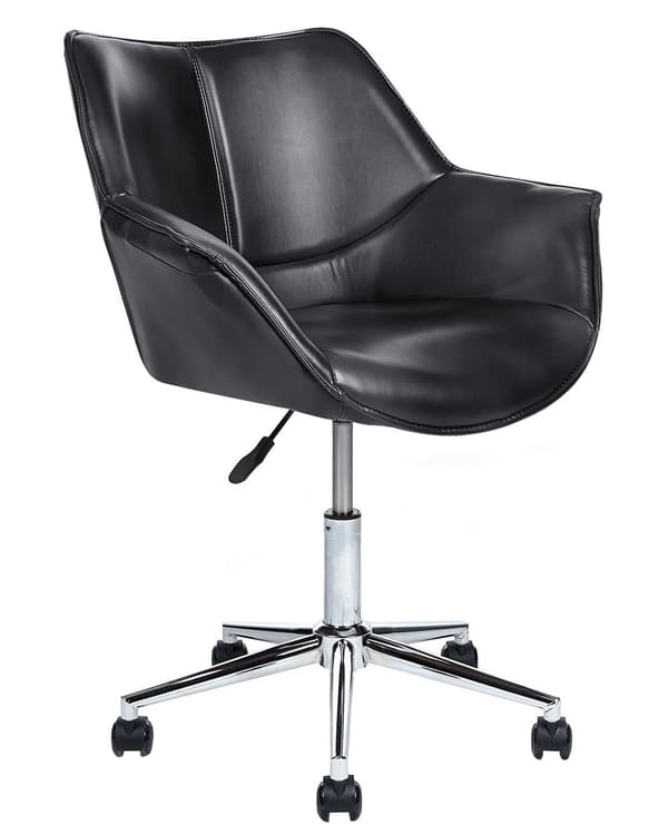 Kontorsstol Svart Konstläder Justerbar Höjd Elegant Design Hemmakontor
