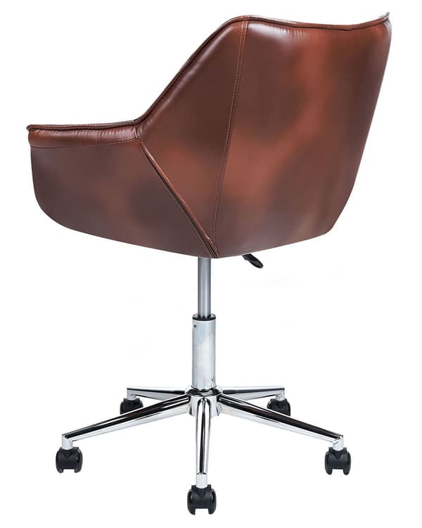Kontorsstol Brun Konstläder Justerbar Höjd Elegant Design Hemmakontor