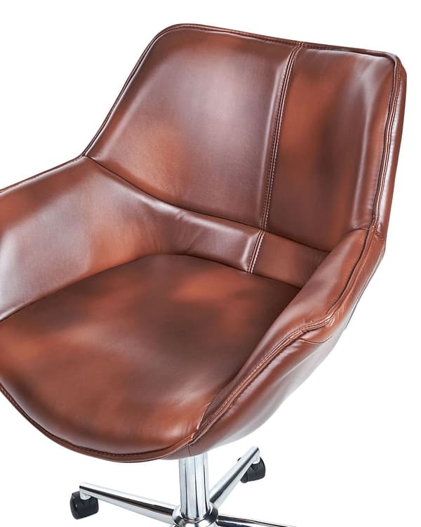 Kontorsstol Brun Konstläder Justerbar Höjd Elegant Design Hemmakontor