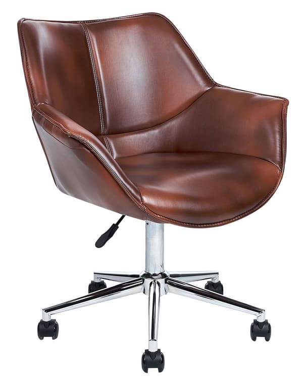 Kontorsstol Brun Konstläder Justerbar Höjd Elegant Design Hemmakontor
