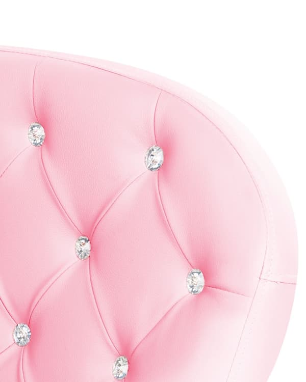 Työtuoli vaaleanpunainen keinonahka verhoiltu timanteilla tuftattu säädettävä pyörillä glamour tyyli