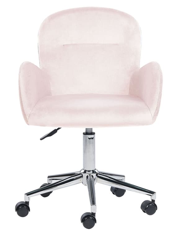 Kontorsstol Rosa Sammet Justerbar i höjdled Snurrstol Femfotskryss Modern Design Hemmakontor