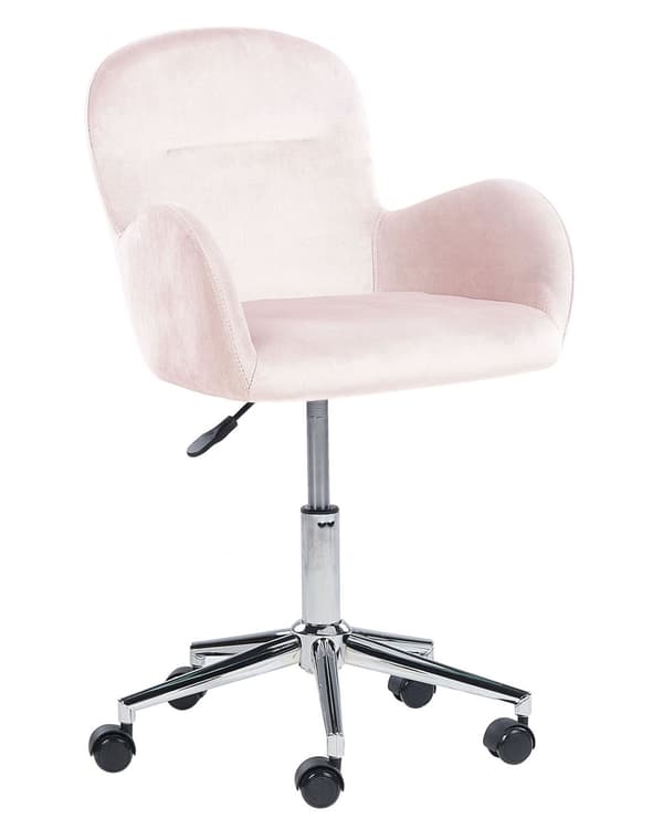 Kontorsstol Rosa Sammet Justerbar i höjdled Snurrstol Femfotskryss Modern Design Hemmakontor