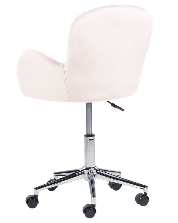 Kontorsstol Rosa Sammet Justerbar i höjdled Snurrstol Femfotskryss Modern Design Hemmakontor
