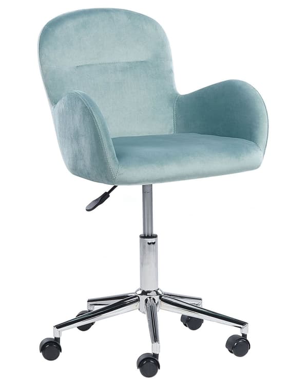 Kontorsstol Mintgrön Sammet Justerbar i höjdled Snurrstol Femfotskryss Modern Design Hemmakontor