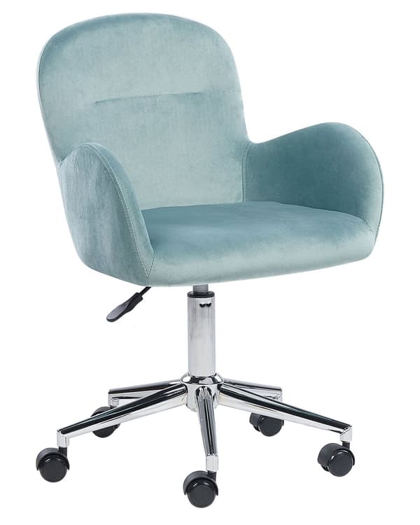 Kontorsstol Mintgrön Sammet Justerbar i höjdled Snurrstol Femfotskryss Modern Design Hemmakontor