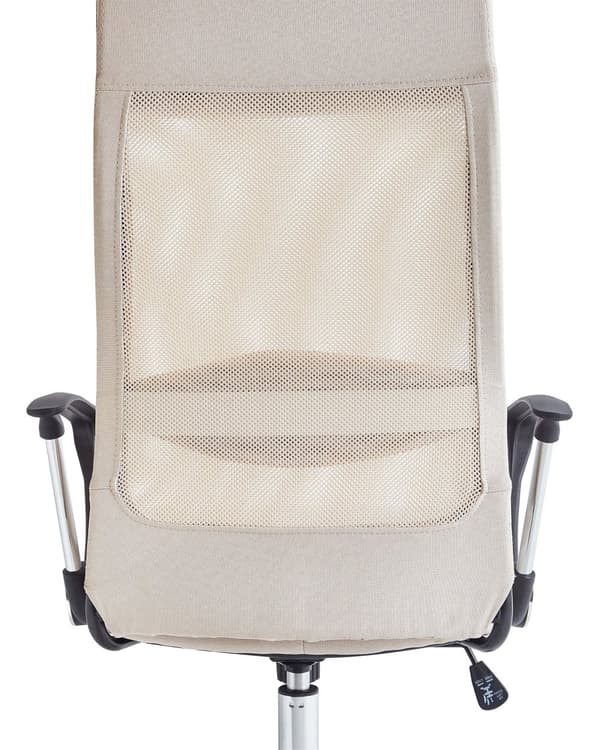 Kontorsstol Beige Meshtyg och konstläder Gaslift Justerbar snurrstol med recliner-funktion