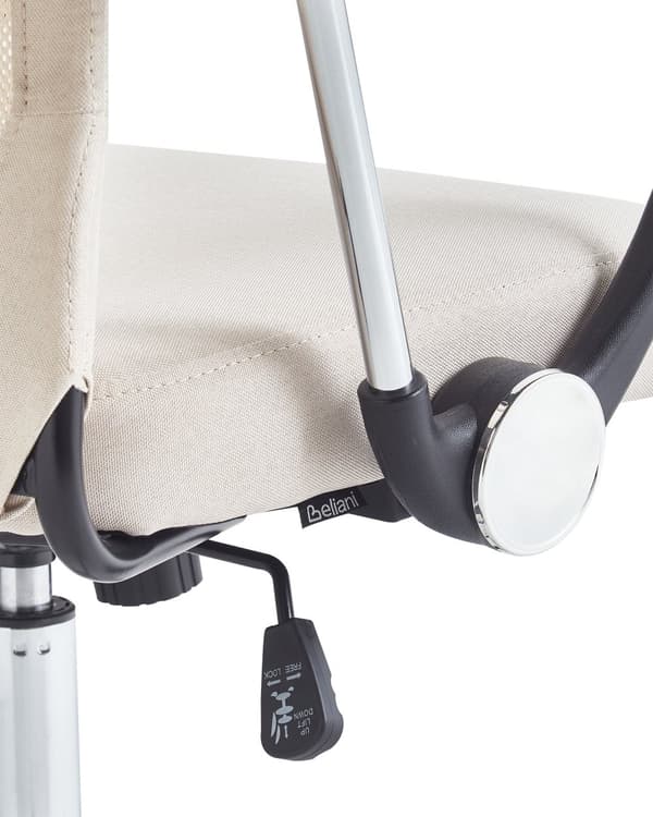 Kontorsstol Beige Meshtyg och konstläder Gaslift Justerbar snurrstol med recliner-funktion